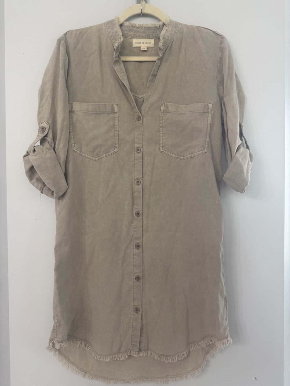 Cloth & Stone for Anthropologie Women’s XS khaki shirt dress knee length tunic